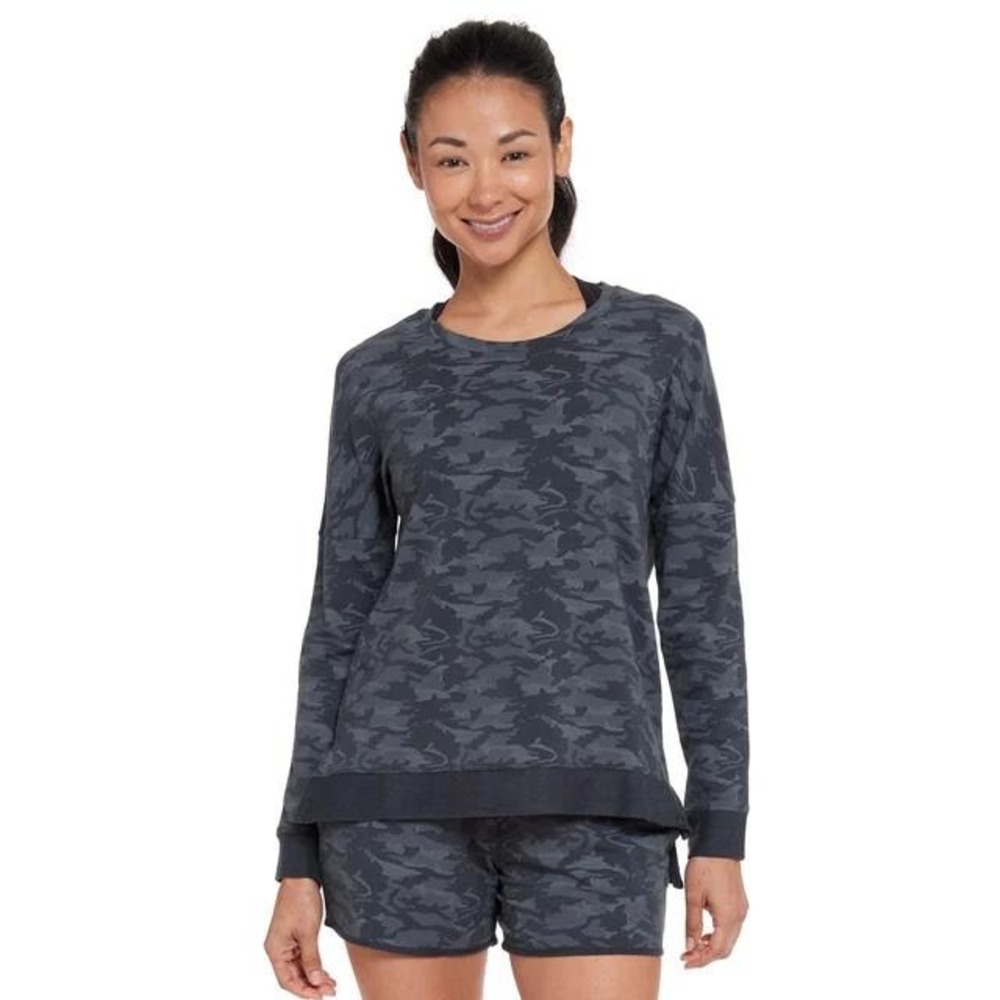 Tasc Riverwalk Sweatshirt Womens XL Navy Blue Camo Bamboo Cotton Long Sleeve